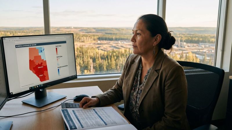 Dana Whitecalf, Regional Grants Officer, North Zone &mdash; Show me the whole province at once. Representational image accompanying a funder workflow scenario.